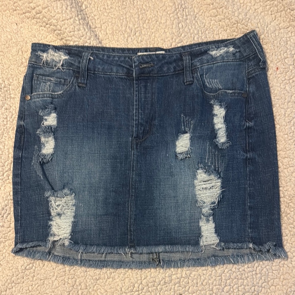 Elan Blue Mini Jean Skirt Casual